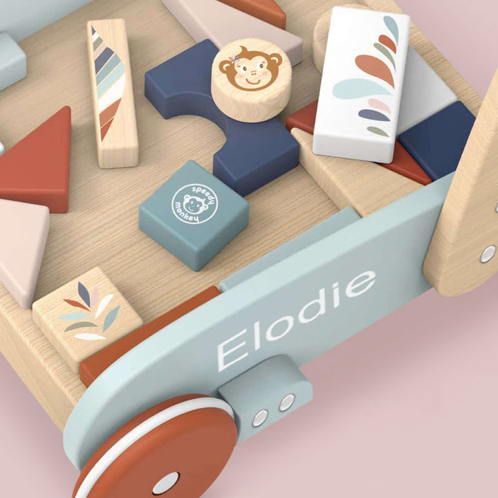 Speedy Monkey Personalised Baby Block Walker, Close Up