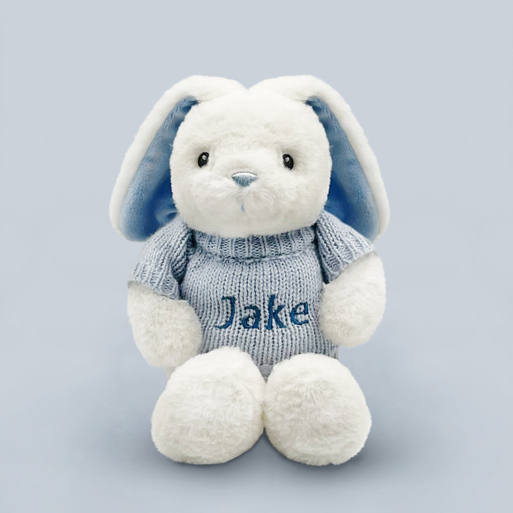 Babyblooms' Personalised Little Blue Bunny Soft Toy with Jumper