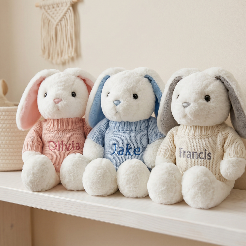 Trio of Personalised Bunny Soft Toys