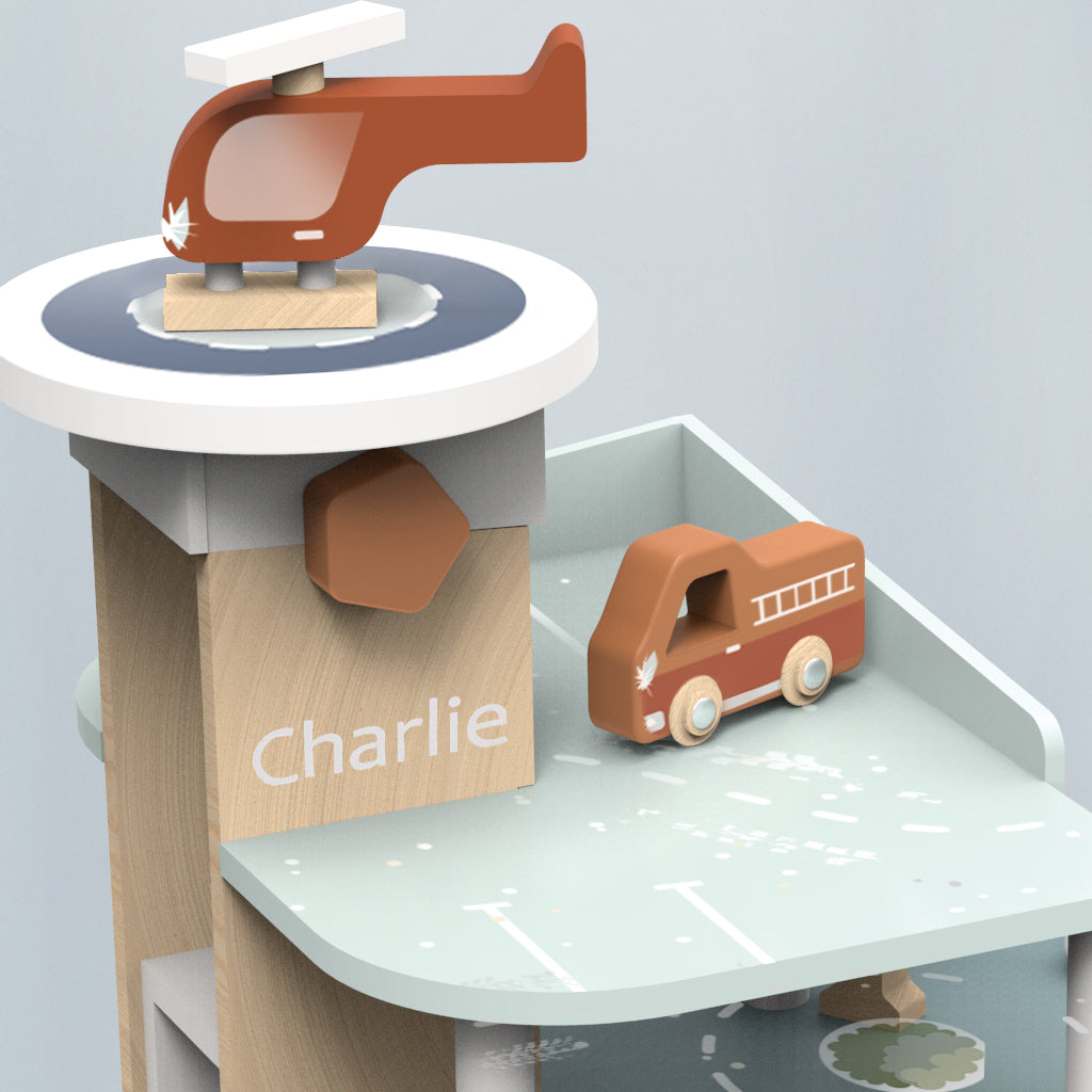 Personalised Wooden Garage Playset by Speedy Monkey