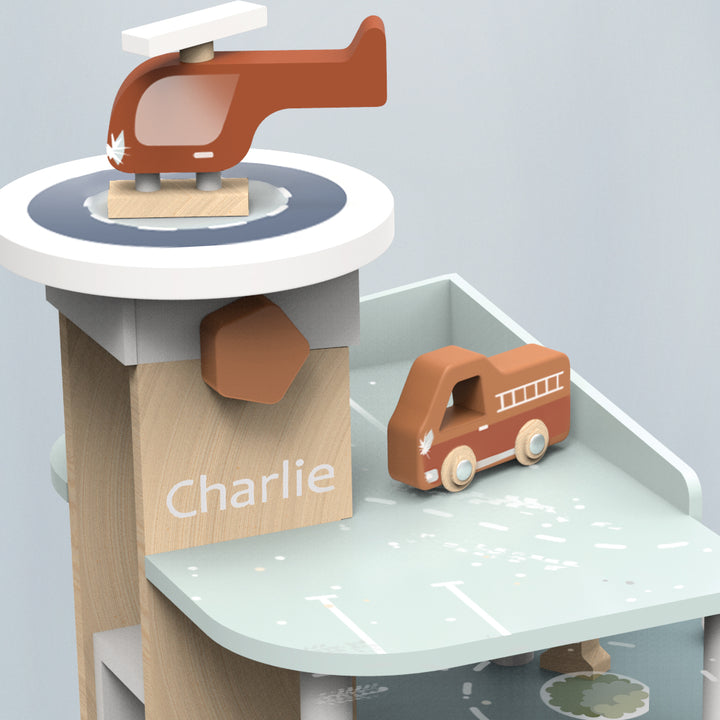 Personalised Wooden Garage Playset by Speedy Monkey