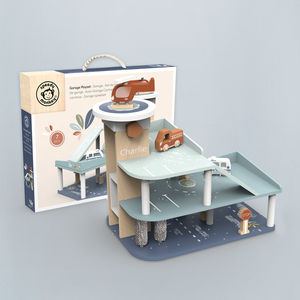 Personalised Wooden Toy Garage Playset