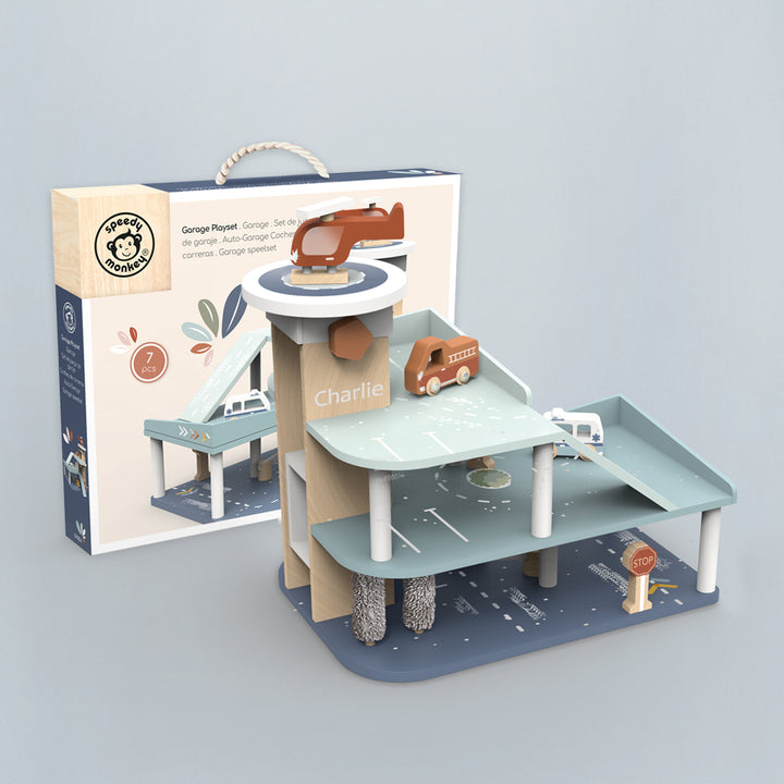 Personalised Wooden Toy Garage Playset