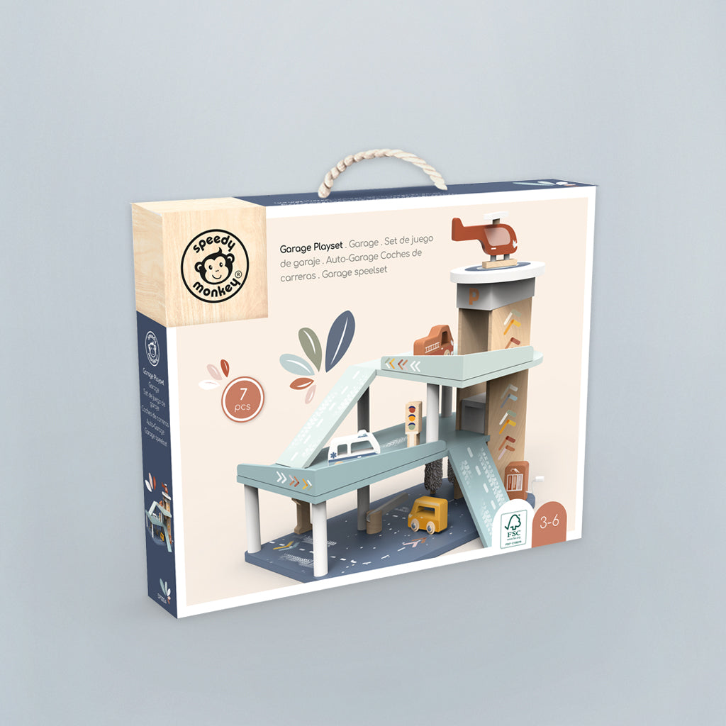 Speedy Monkey Personalised Wooden Garage Playset
