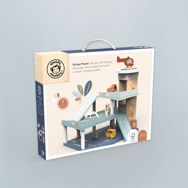Speedy Monkey Personalised Wooden Garage Playset