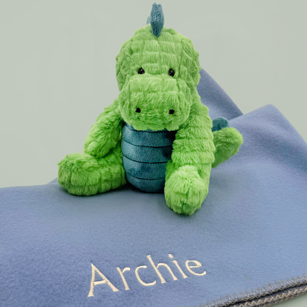 Steiff Spott Stegosaurus with Personalised Kids Fleece Blanket Gift Set