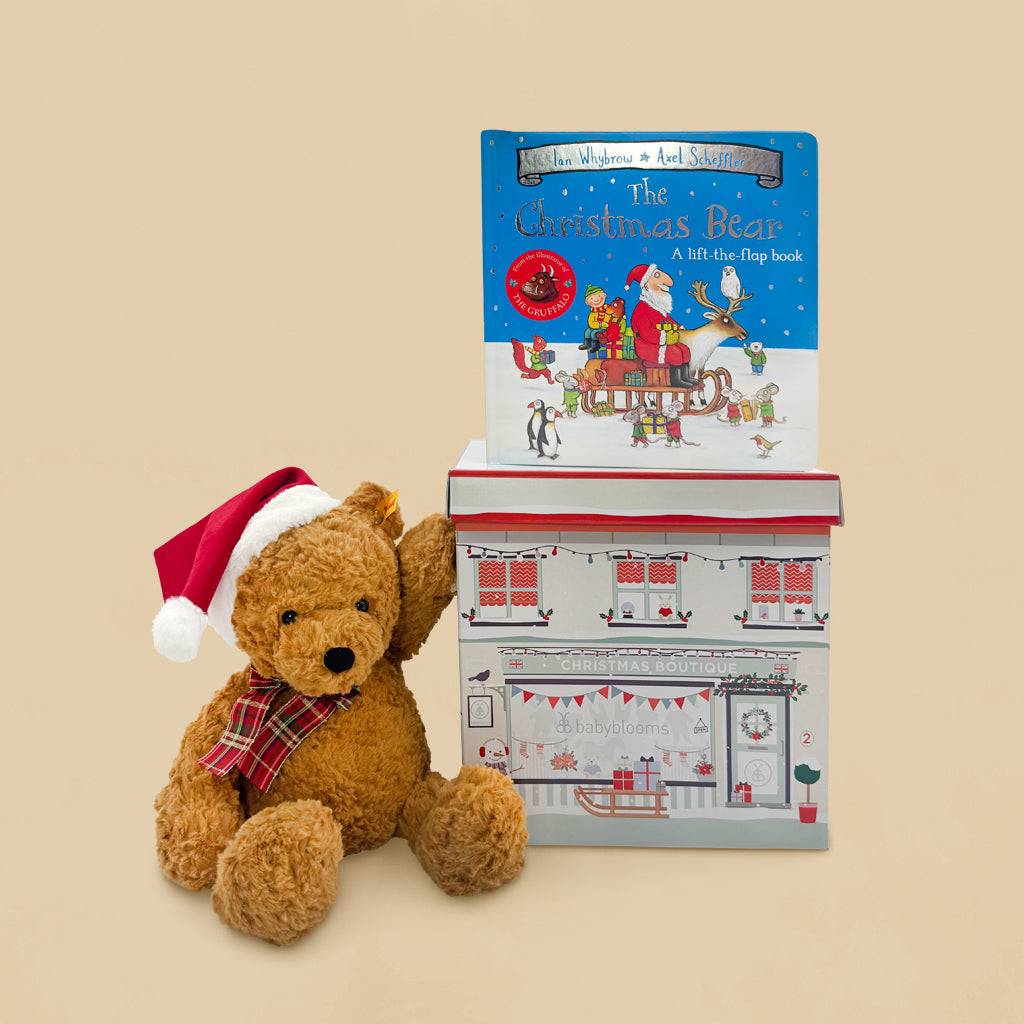 Steiff Jimmy Christmas Bear with The Christmas Bear Board Book Toddler Gift Set