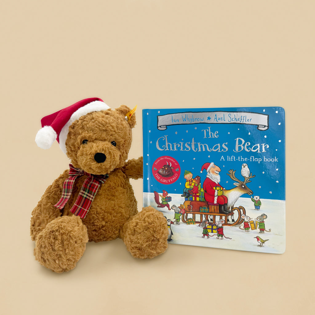 Steiff Jimmy Christmas Bear with The Christmas Bear Board Book Toddler Gift Set