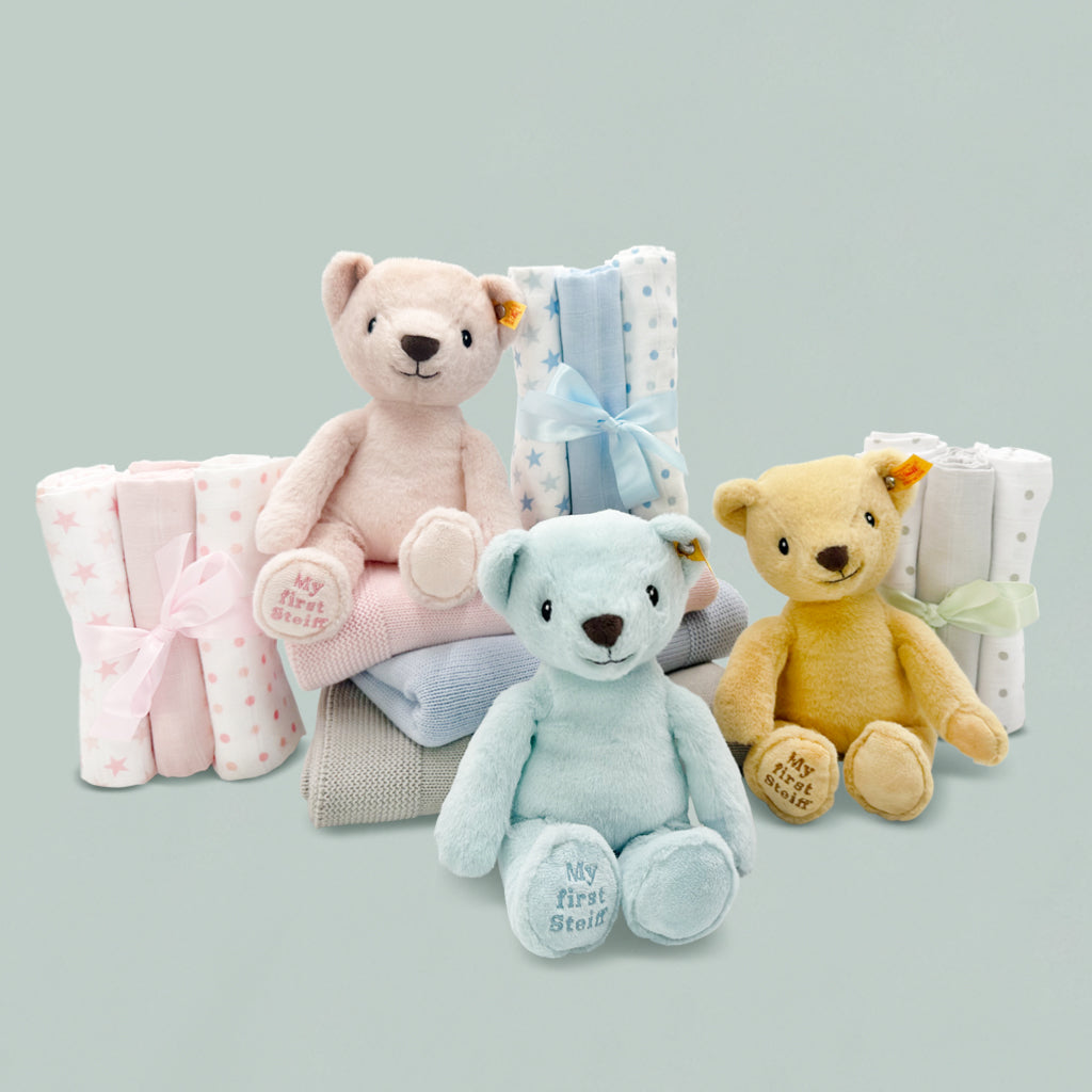 My First Steiff Muslins And Blanket Blue Gift Sets Steiff My First Steiff Muslins And Blanket Blue Gift Sets Steiff