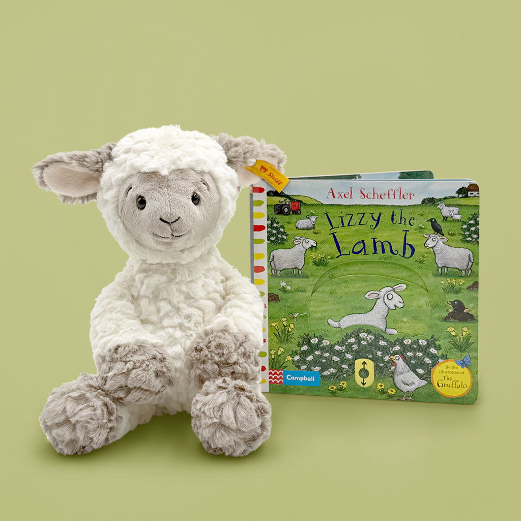 Steiff Lita Lamb Soft Toy with Lizzy the Lamb Board Book