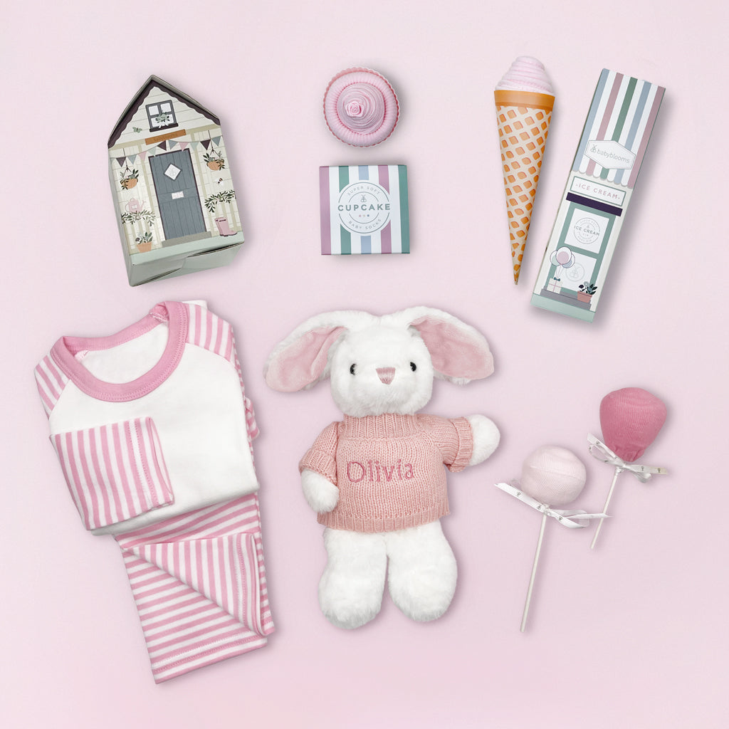 Personalised Baby Girl Sweet Treats Hamper, Pink