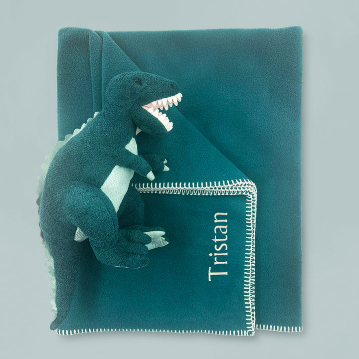 Steiff Thaisen T-Rex Soft Toy with Personalised Fleece Blanket 