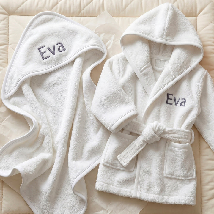Personalised Hooded Towel and Bathrobe, Grey 1-2 Years