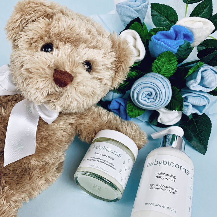 Babyblooms' Bertie Bear Welcome Baby Hamper, Blue