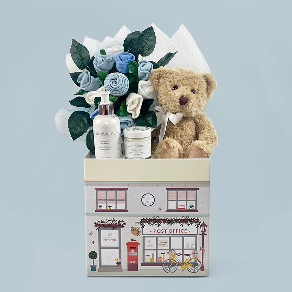 Babyblooms' Bertie Bear Welcome Baby Hamper, Blue