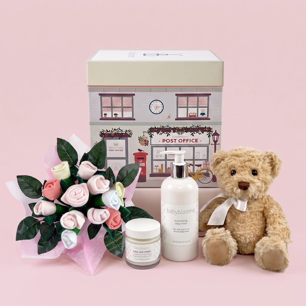Babyblooms' Bertie Bear Welcome Baby Hamper, Pink
