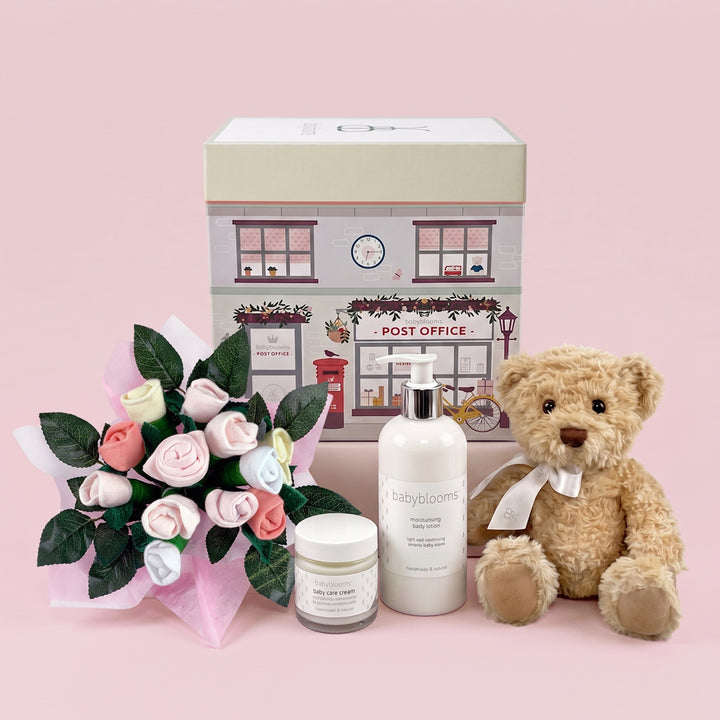 Babyblooms' Bertie Bear Welcome Baby Hamper, Pink