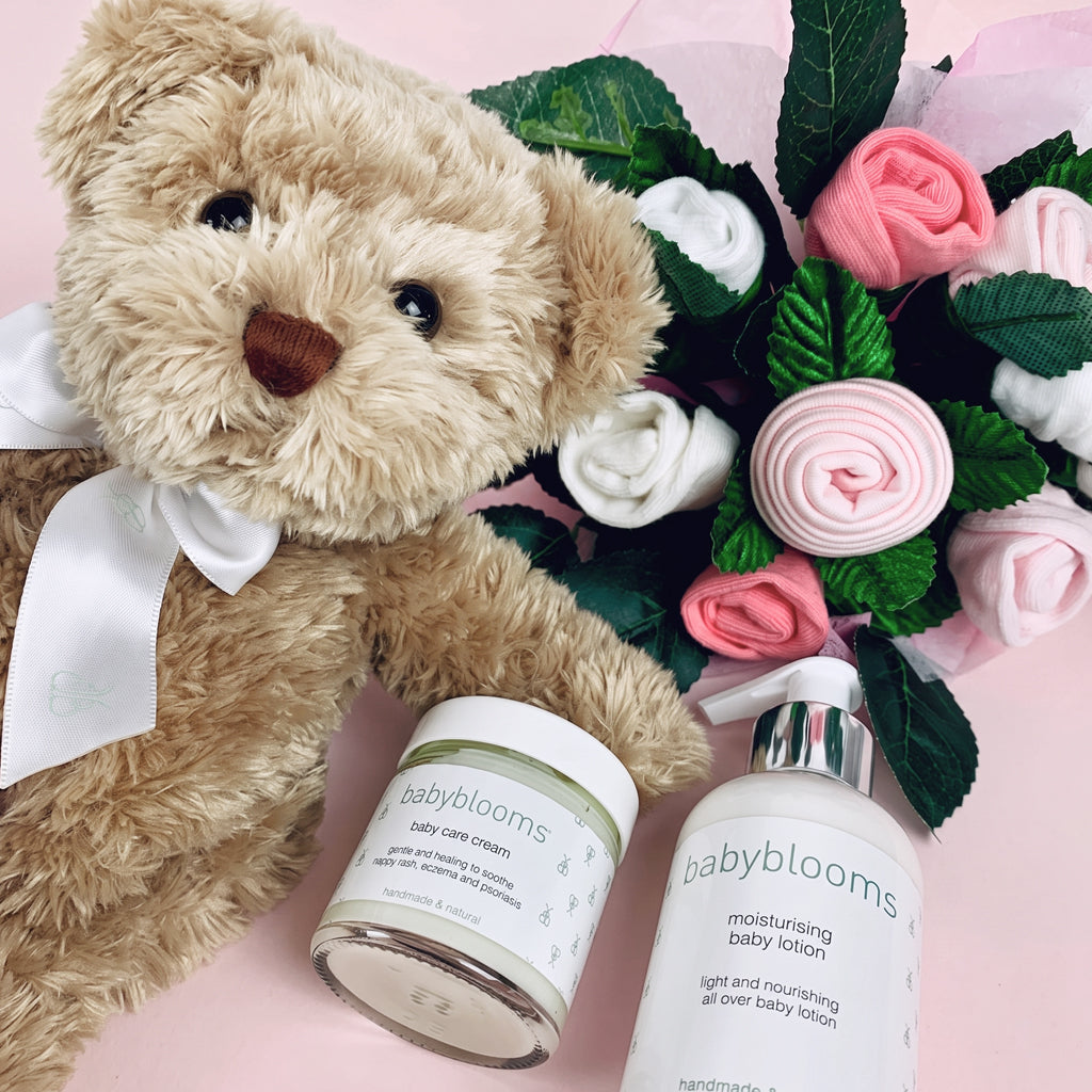 Babyblooms' Bertie Bear Welcome Baby Hamper, Pink