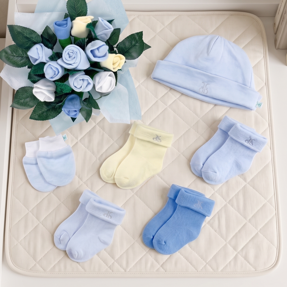 Welcome Baby Clothes Posy New Baby Gift, Blue