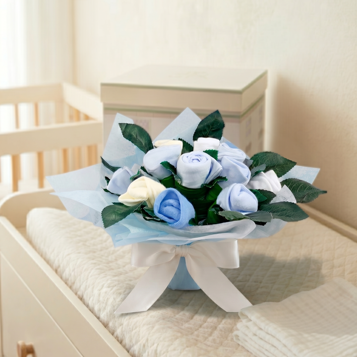 Welcome Baby Clothes Posy New Baby Gift, Blue