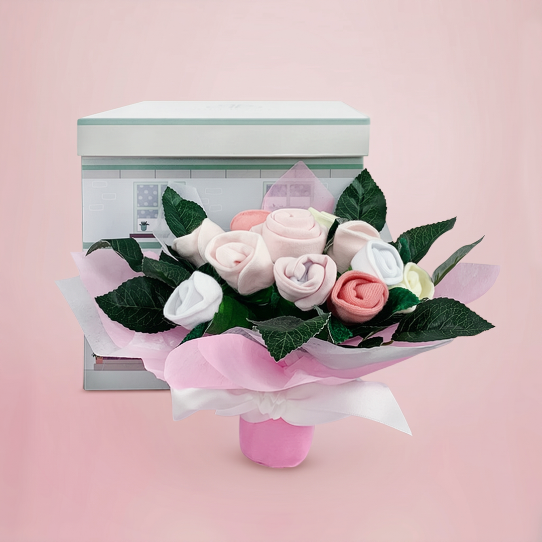 Welcome Baby Clothes Posy New Baby Gift, Pink