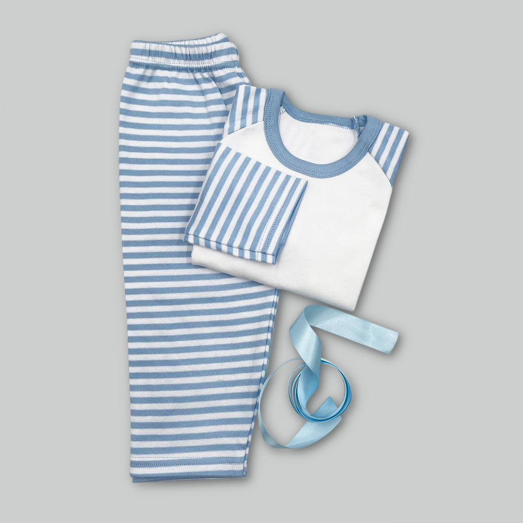 Blue and White Striped Baby Pyjamas 