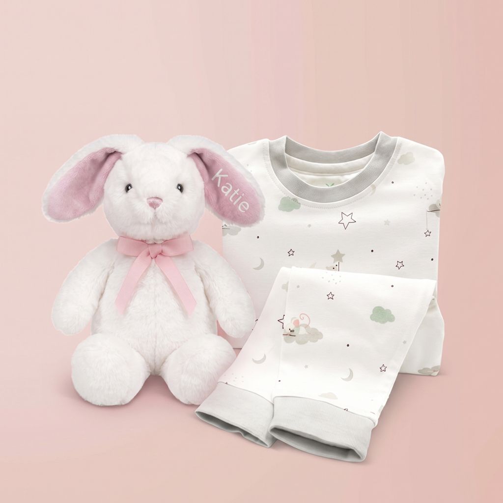 Personalised Little Pink Eco Bunny with Little Love Pyjamas