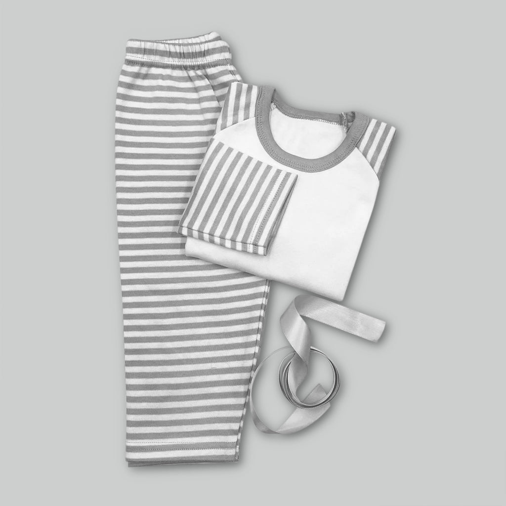 Grey Stripy Baby Pyjamas 