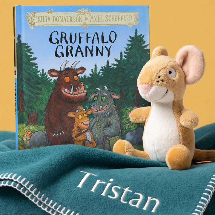 Gruffalo Granny Book with Gruffalo Mouse Soft Toy and Personalised Fleece Blanket 