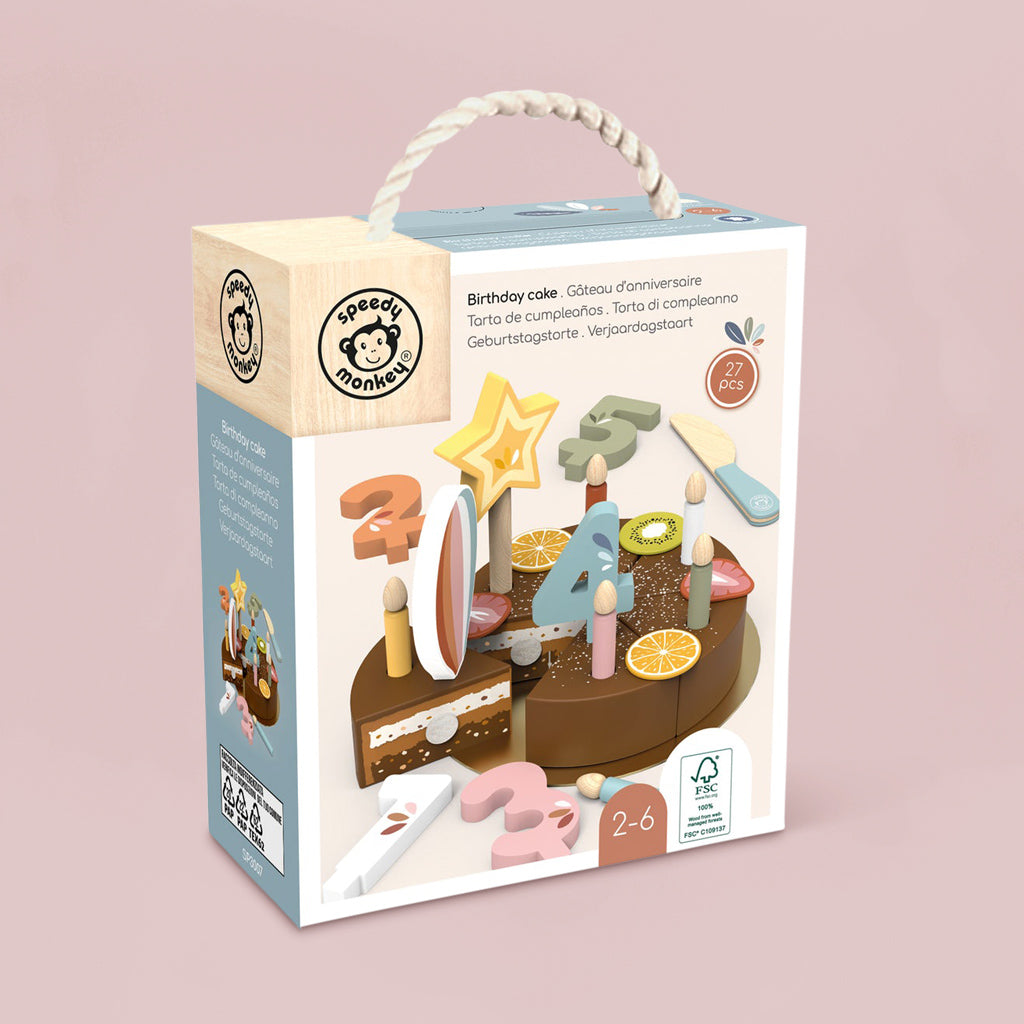 Speedy Monkey Birthday Cake Wooden Toy