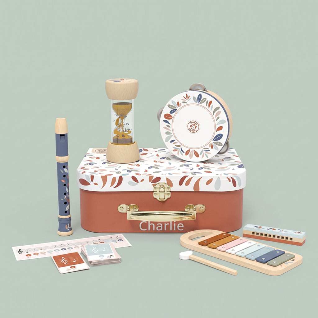 Personalised Speedy Monkey Musical Instrument Wooden Toy Set