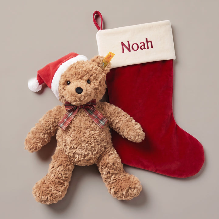 Steiff Jimmy Christmas Bear with Personalised Red Stocking Gift Set