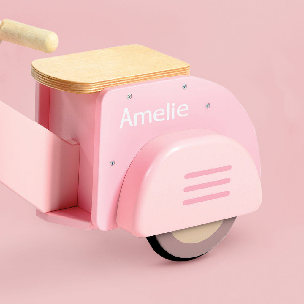Personalised Scooter with Basket Ride On Toy, Pink