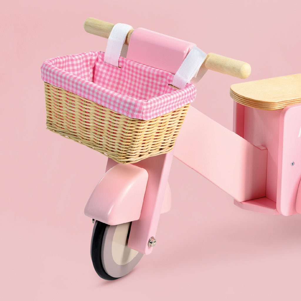 Personalised Scooter with Basket Ride On Toy, Pink