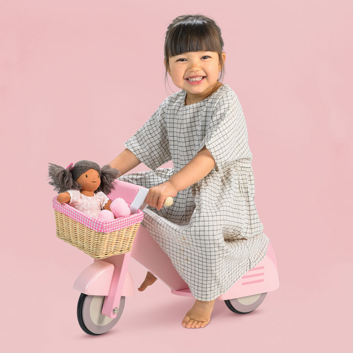 Personalised Scooter with Basket Ride On Toy, Pink