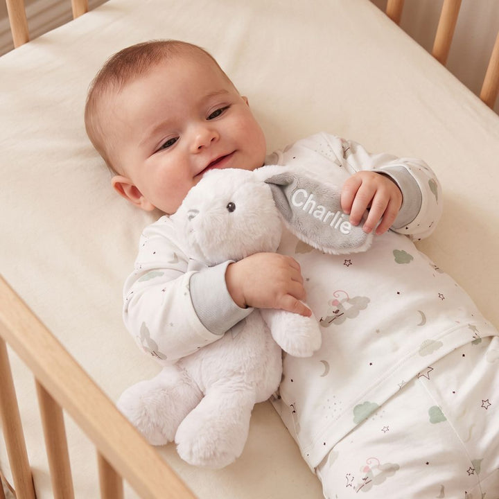 Personalised Little Grey Eco Bunny with Little Love Pyjamas