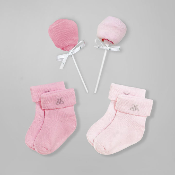 Little Love Muslins and Socks New Baby Gift Set, Pink