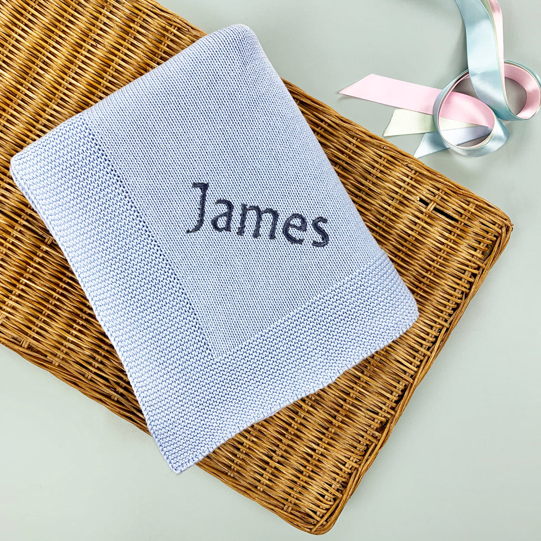 My First Peter Rabbit with Personalised Knitted Blanket Gift Set, Blue