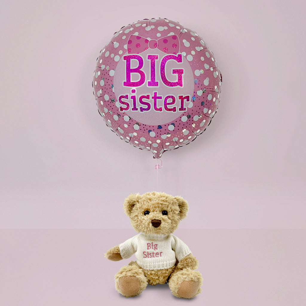 Silbing Gift Big Sister Balloon With Teddy Bear