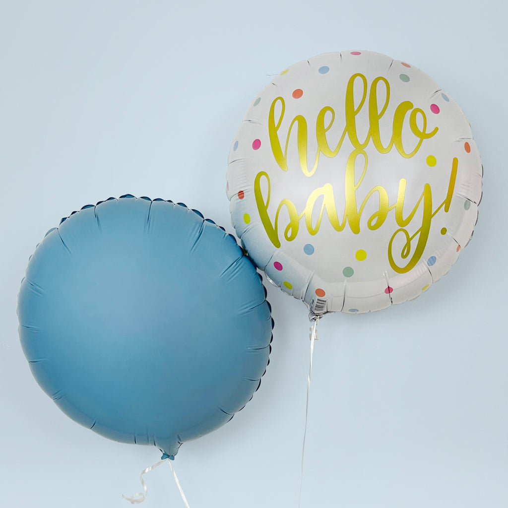 Personalised Little Blue Bunny Hello Baby Balloon Duo