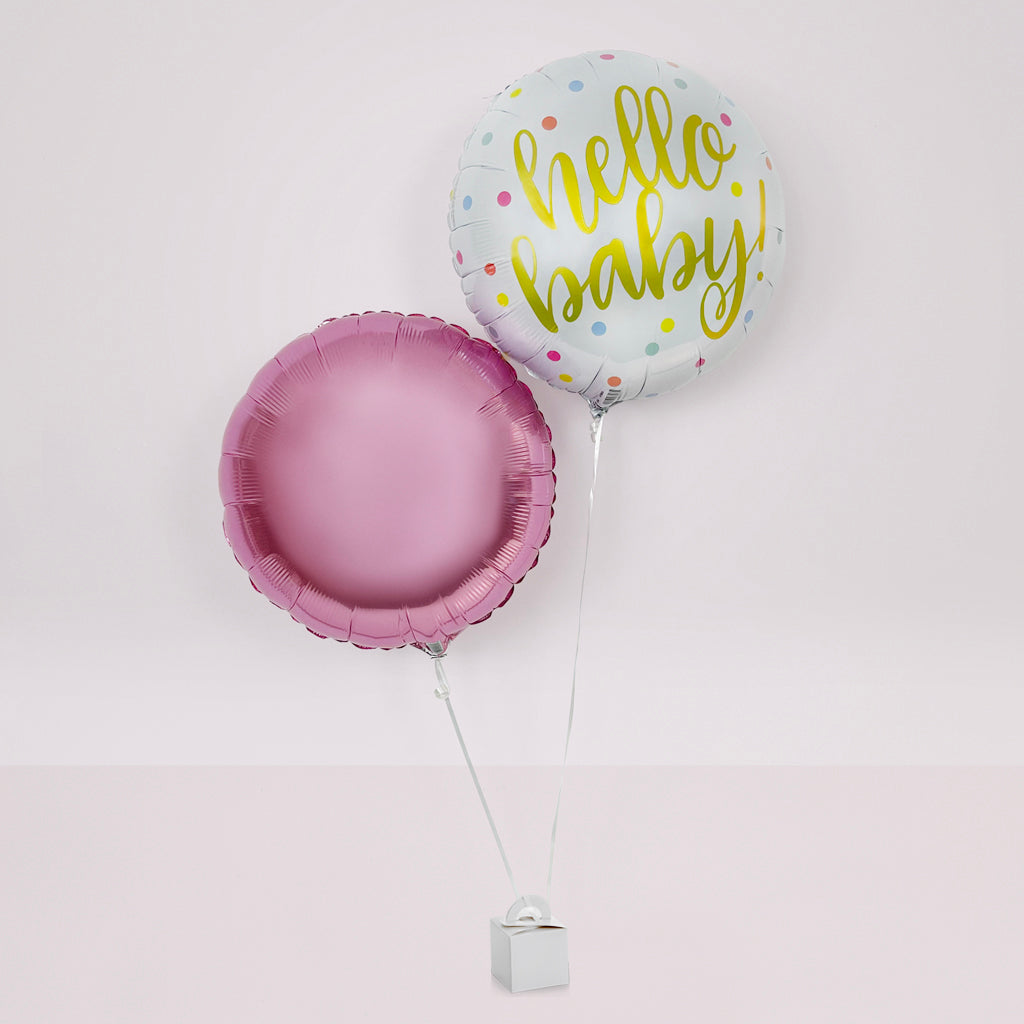 Hello Baby Balloon Duo, Pink