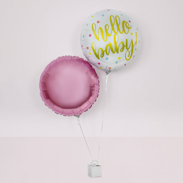 Hello Baby Balloon Duo, Pink