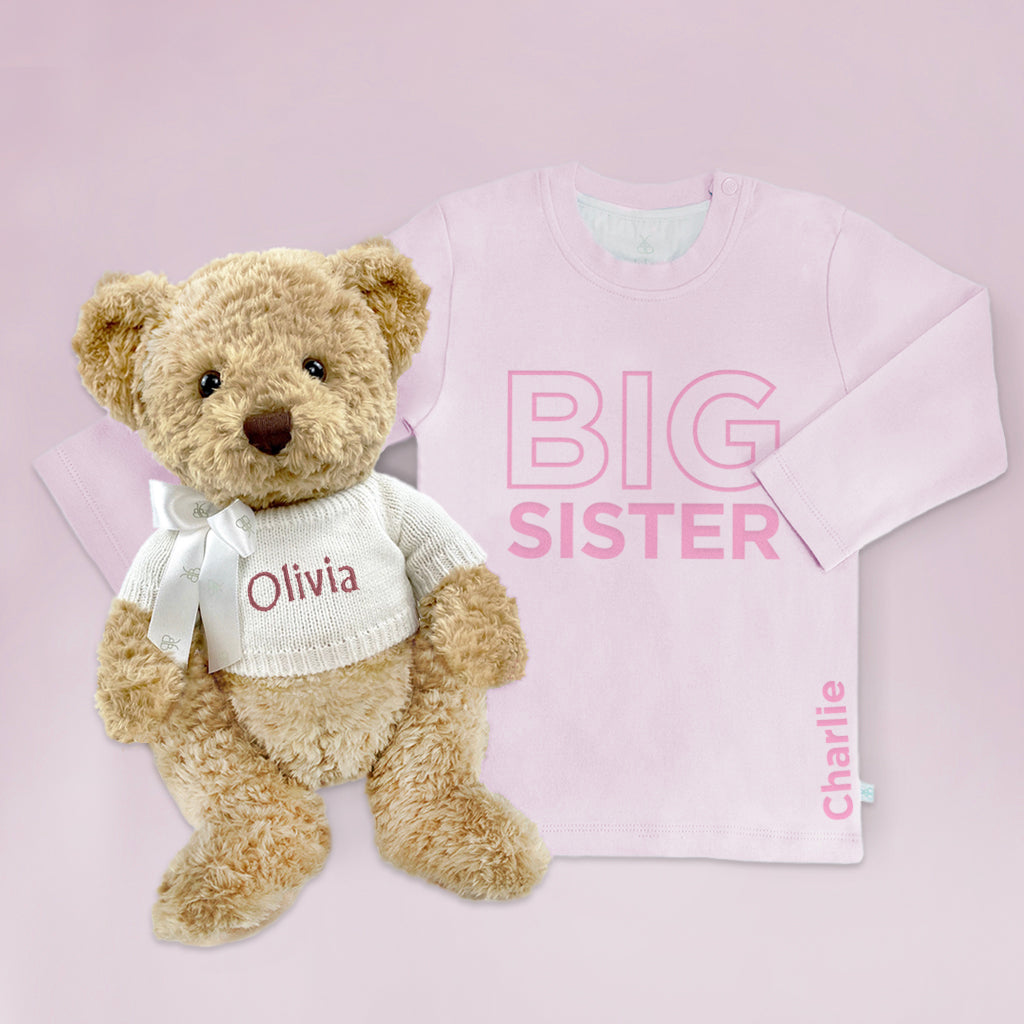 Silbing Gift Big Sister T Shirt And Teddy Bear 