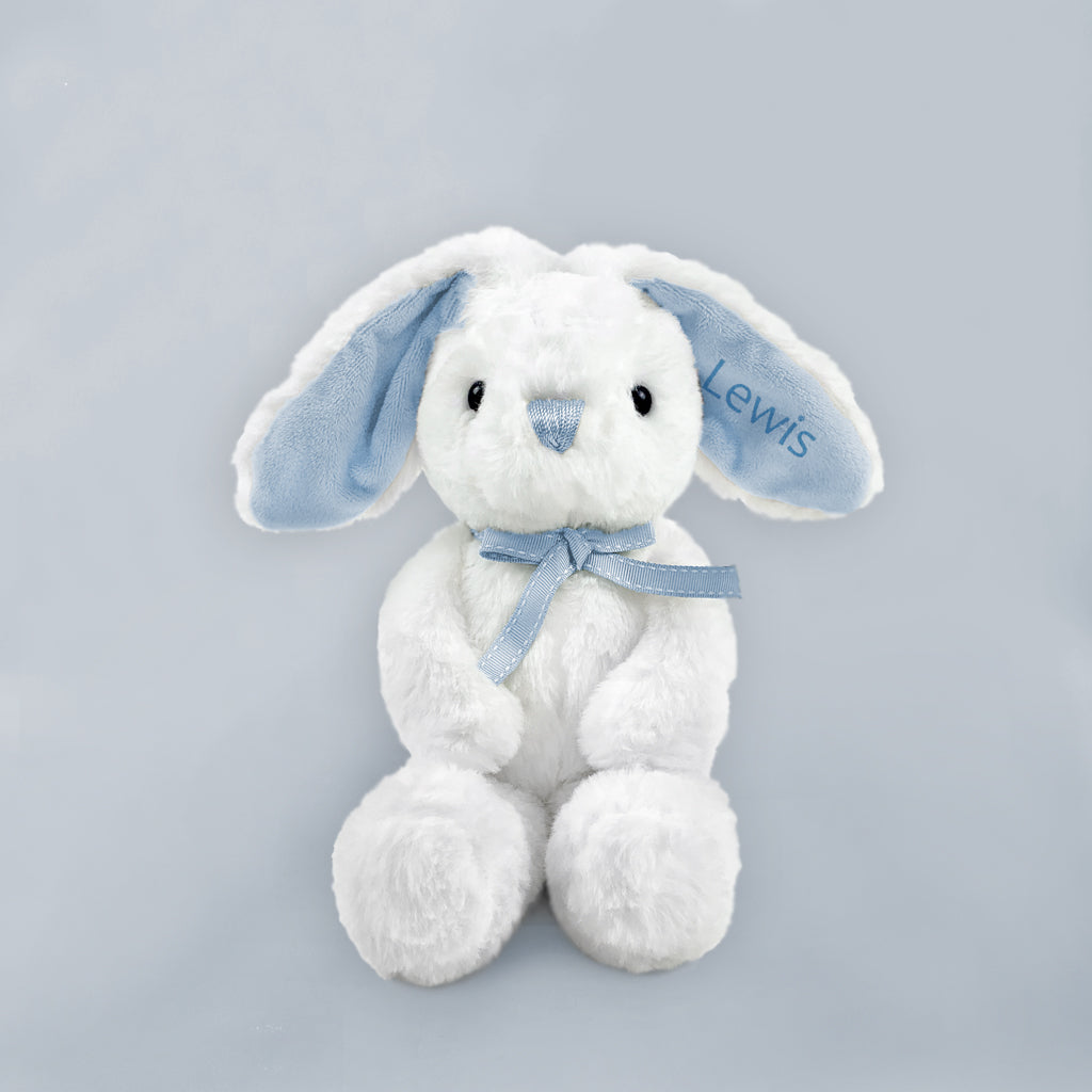 Personalised Little Blue Bunny with Hello Baby Balloon Duo