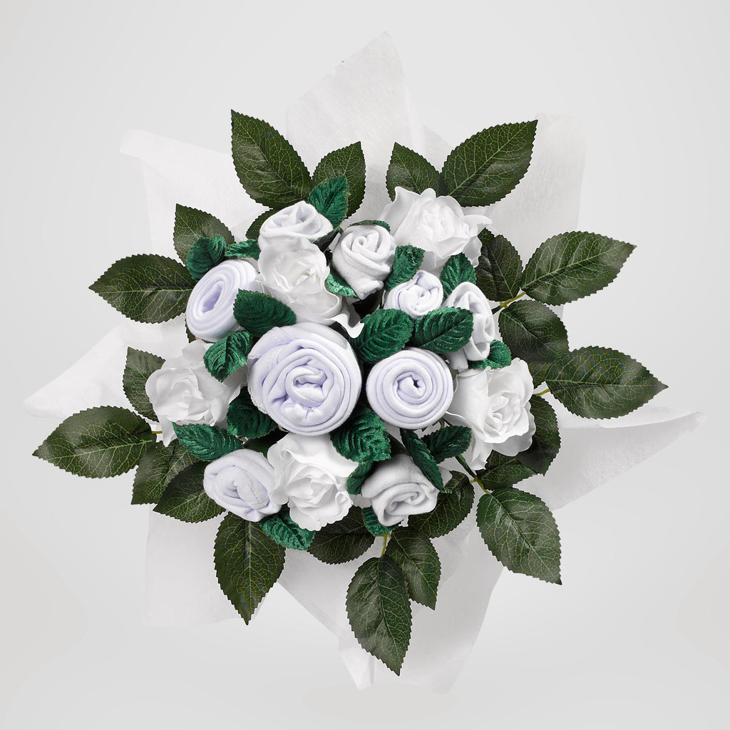 Hand Tied Baby Clothes Bouquet - White