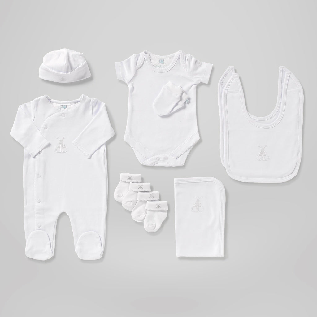 Luxury White Baby Clothes Bouquet Unisex New Baby Gift Babyblooms