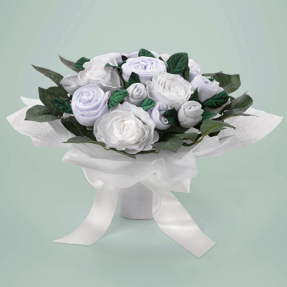Luxury Rose Baby Clothes Bouquet, White