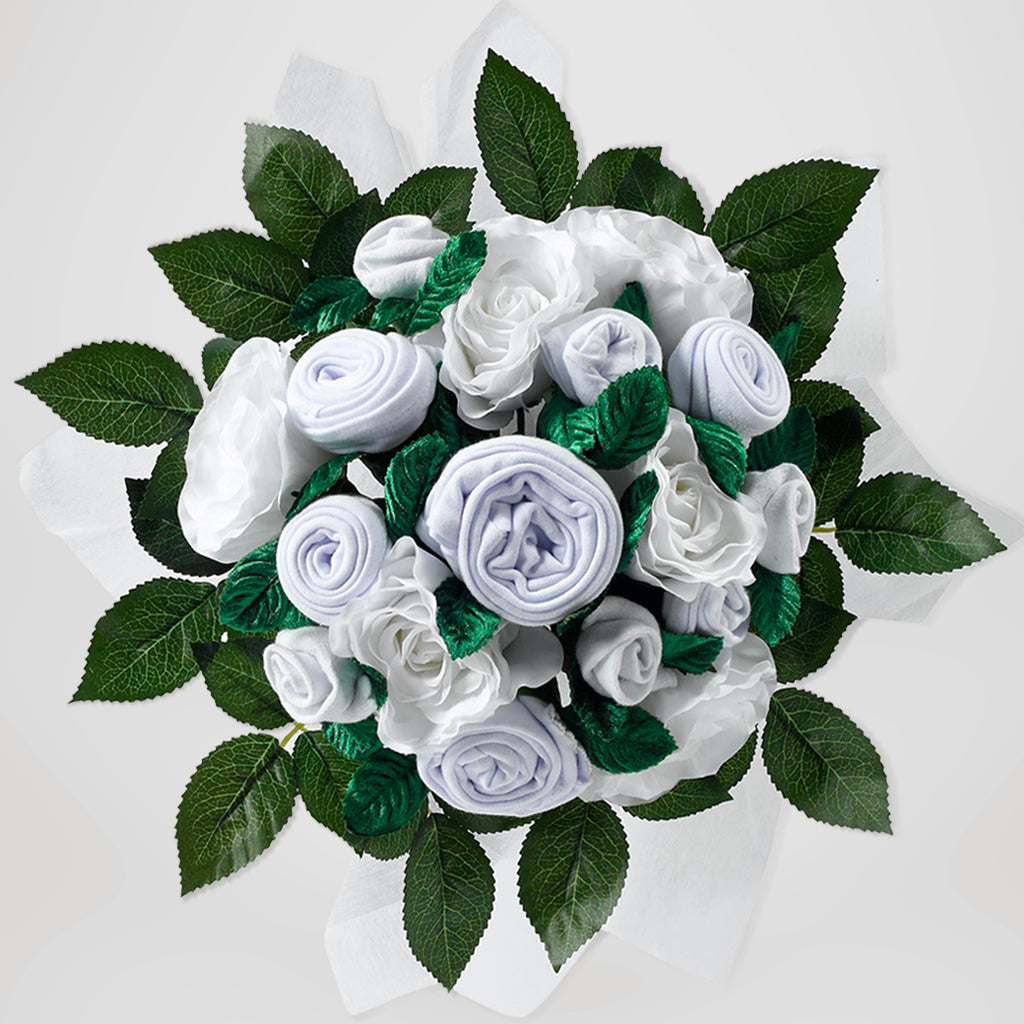 Luxury Rose Baby Clothes Bouquet, White
