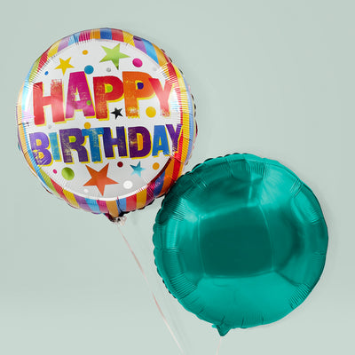 Happy Birthday Balloon Duo, Teal