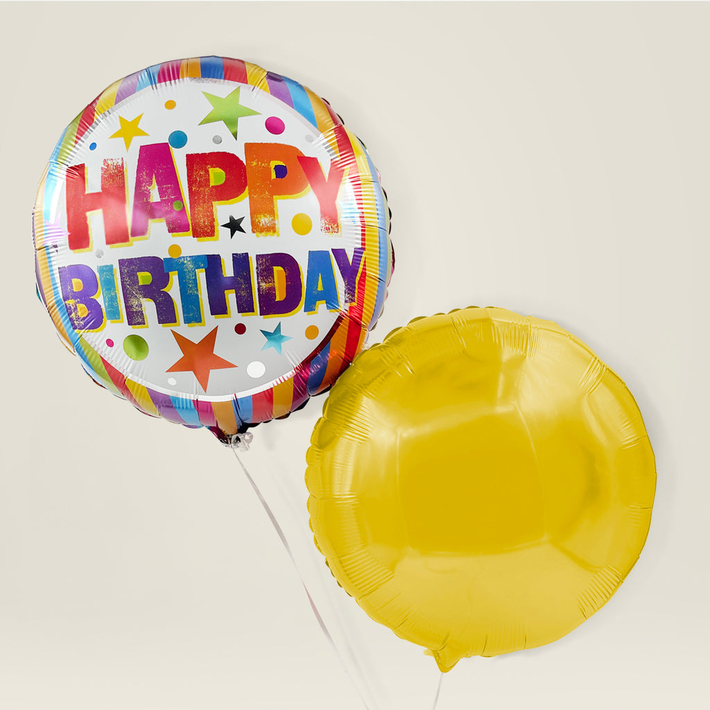 Happy Birthday Balloon Duo, Yellow
